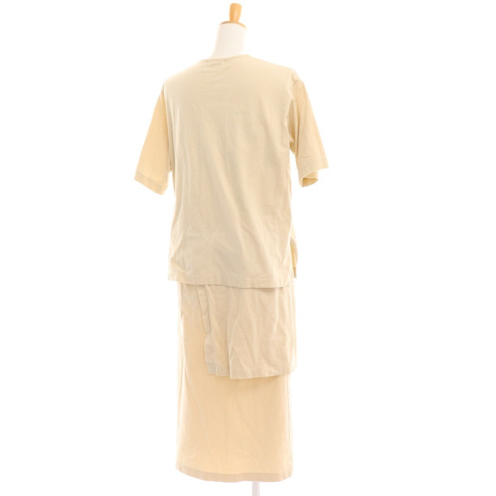 ■ The Hinoki T-shirt long dress, switching, docking, women's, size 1, beige