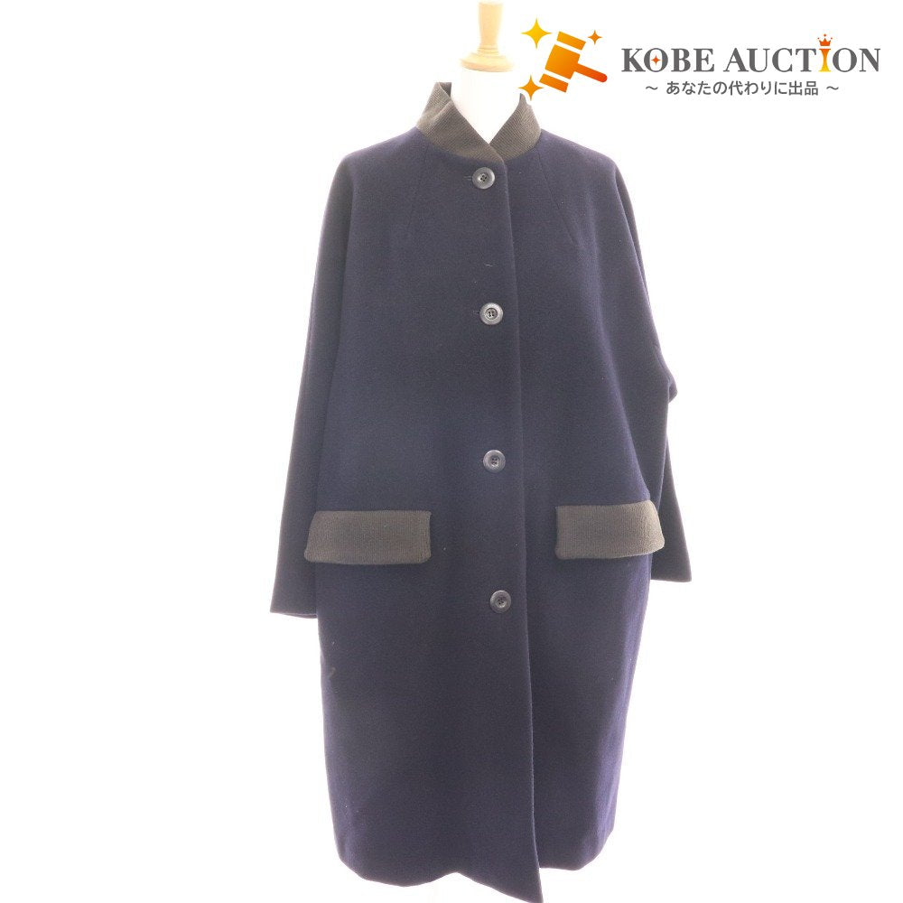 ■ Almost Daily No-Collar Long Coat Outerwear Wool Women's M Navy