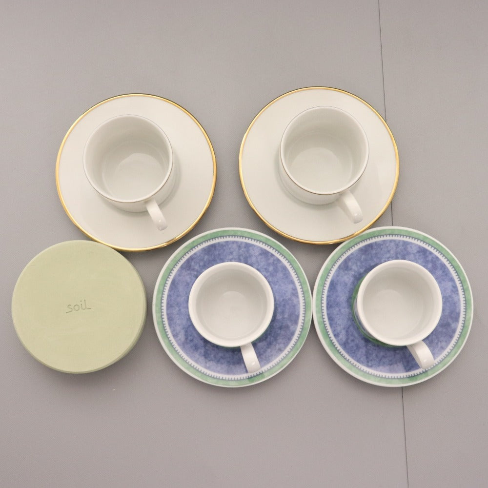 ■ ティファニー ビレロイ&ボッホ ソイル カップ ソーサー コースター 8点セット まとめ売り 食器 グリーン ブルー ホワイト系