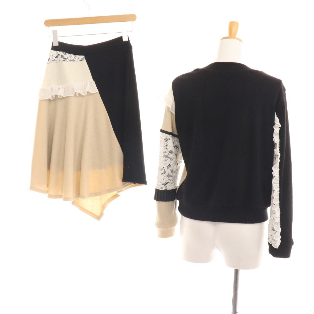 ■ Adonisis Setup Pullover Skirt Lace Women's F Black Beige