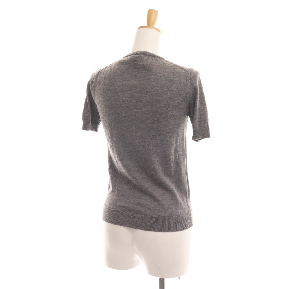 ■ Numero Ventuno Knit short sleeve top with ribbon, 100% wool, women's size 38, grey