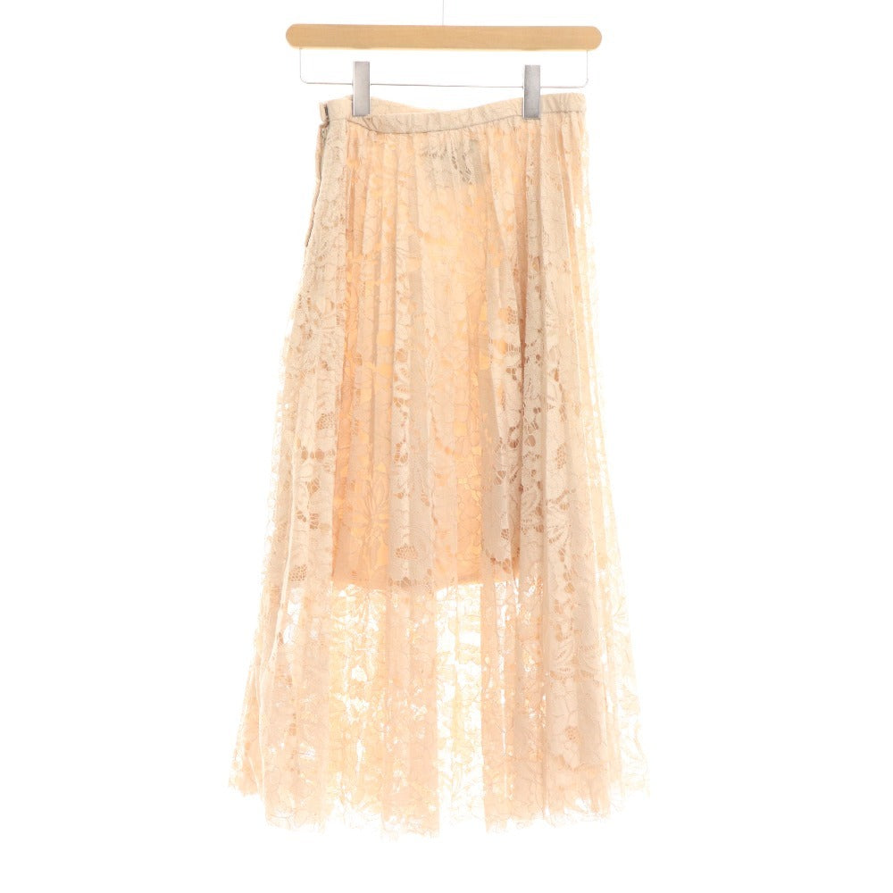 ■ Adonis Pleated Skirt Long Skirt All Lace Women's F Beige Cream