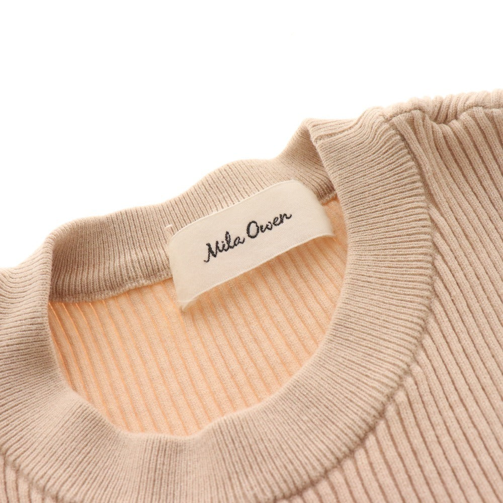 ■ Mila Owen Long Sleeve Dress Knit Flare Women's 0 Beige