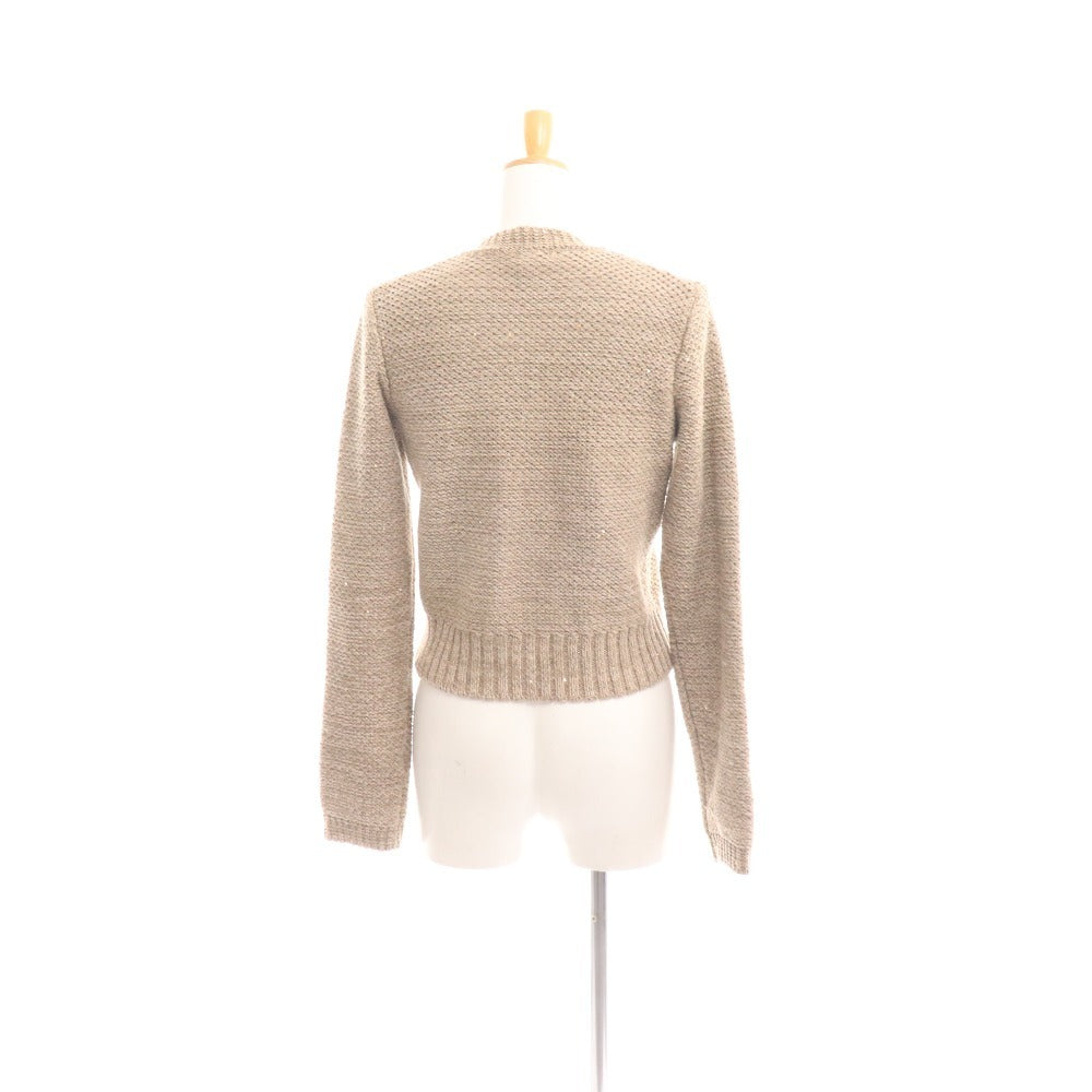 ■ Sob Long Sleeve Cardigan Tops Knit Lamé Women's Size 38 Beige Brown