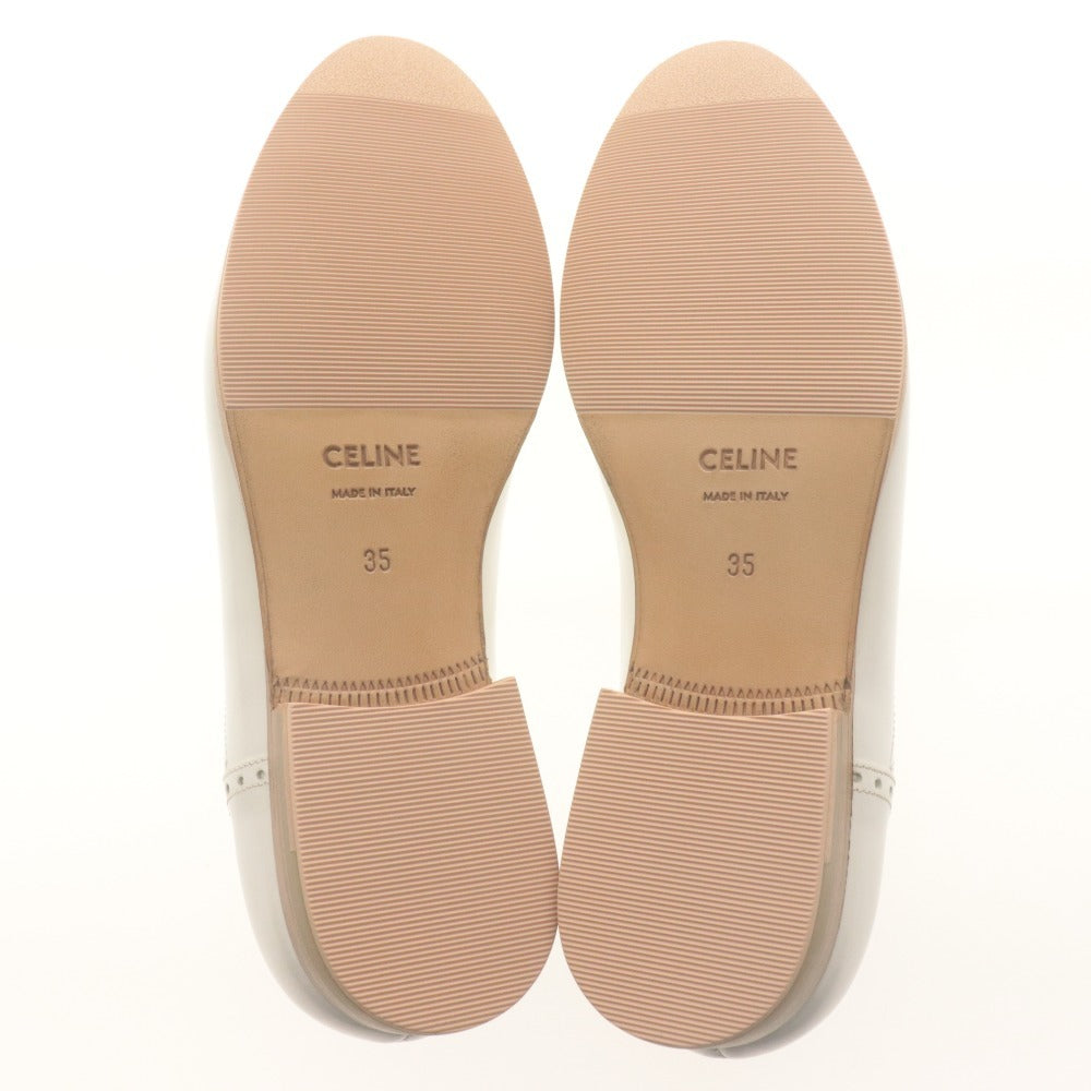 ■ CELINE セリーヌ ローファー シューズ 靴 フリンジ タッセル レディース 35 ホワイト 袋付き 未使用