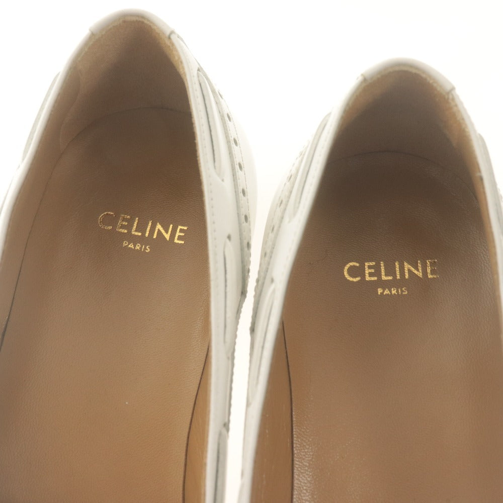 ■ CELINE セリーヌ ローファー シューズ 靴 フリンジ タッセル レディース 35 ホワイト 袋付き 未使用