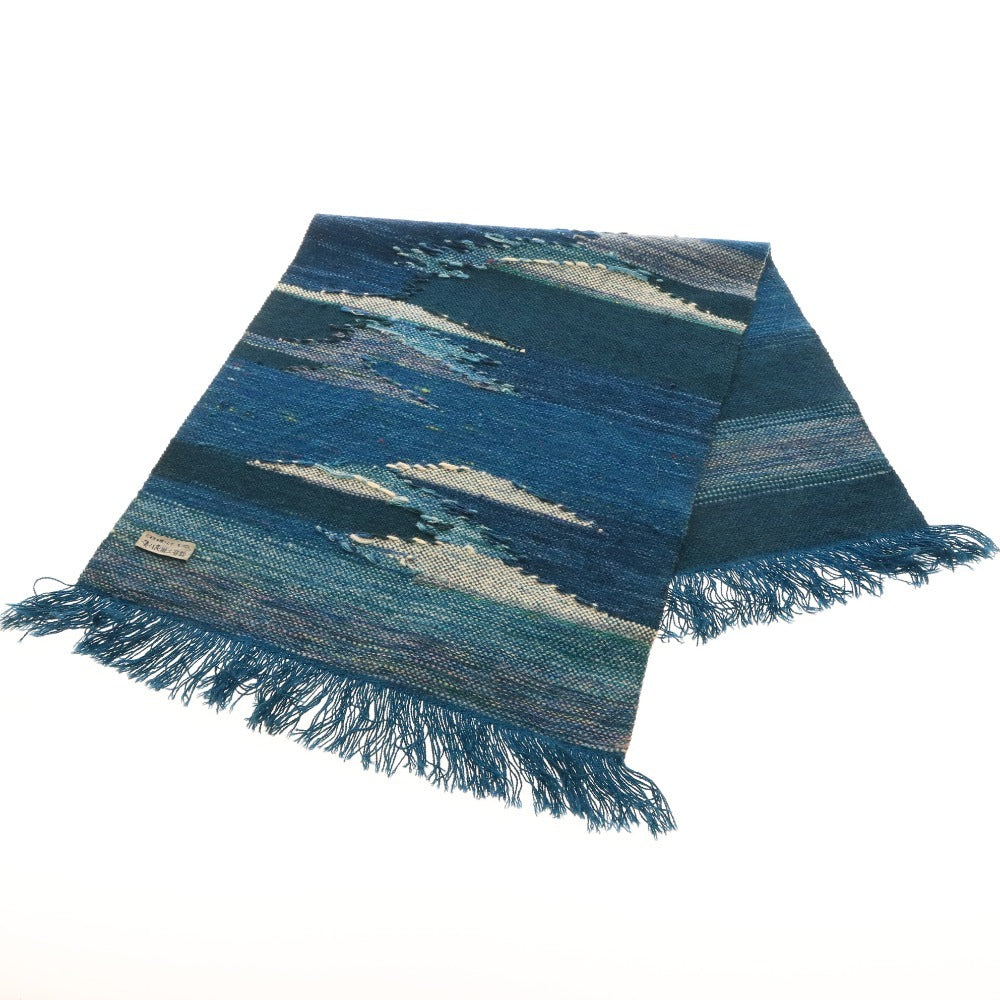 ■ Yukaraori Crafts Museum Hokkaido Handwoven Tsumugi Rug, 100% Wool, 110cm x 44cm, Green