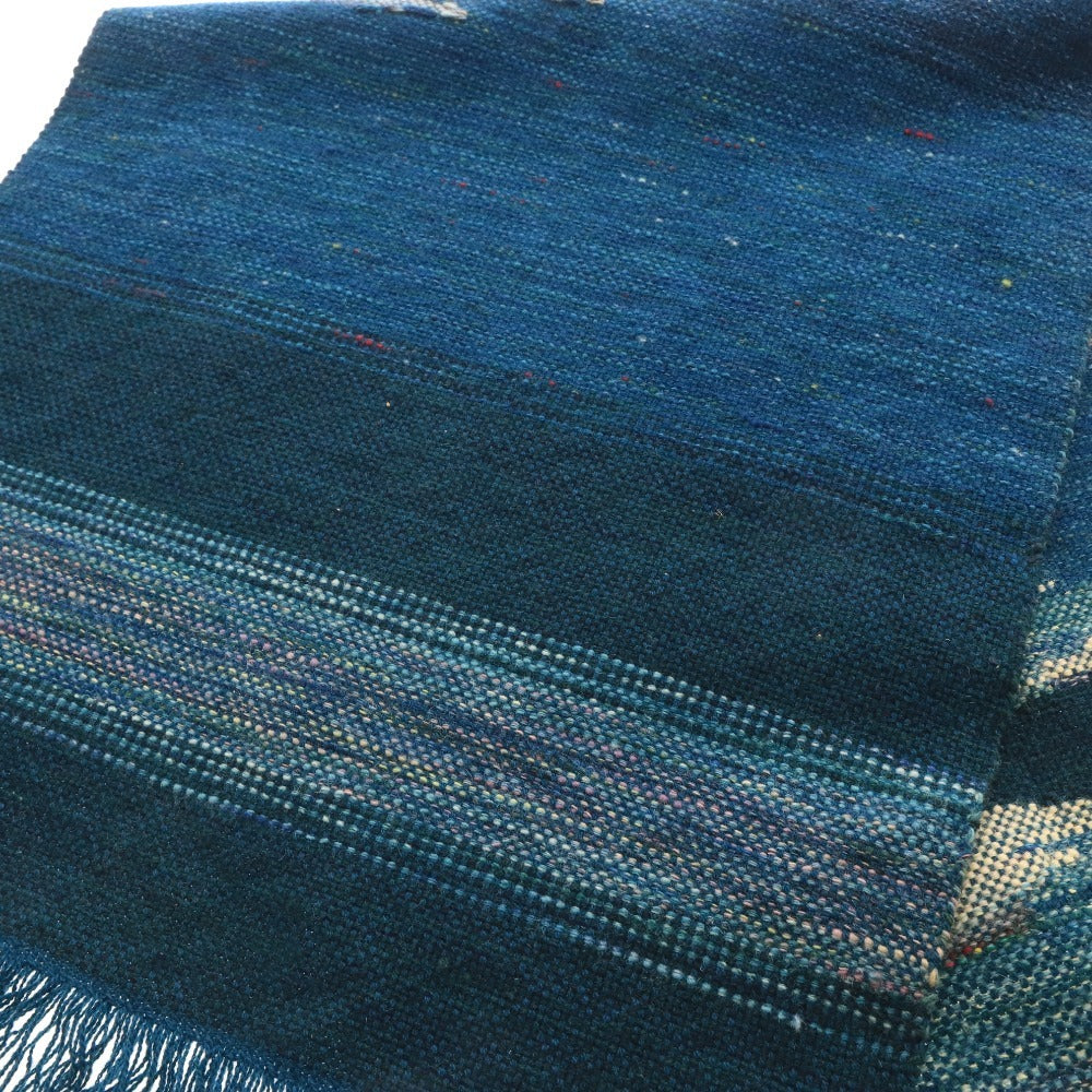 ■ Yukaraori Crafts Museum Hokkaido Handwoven Tsumugi Rug, 100% Wool, 110cm x 44cm, Green