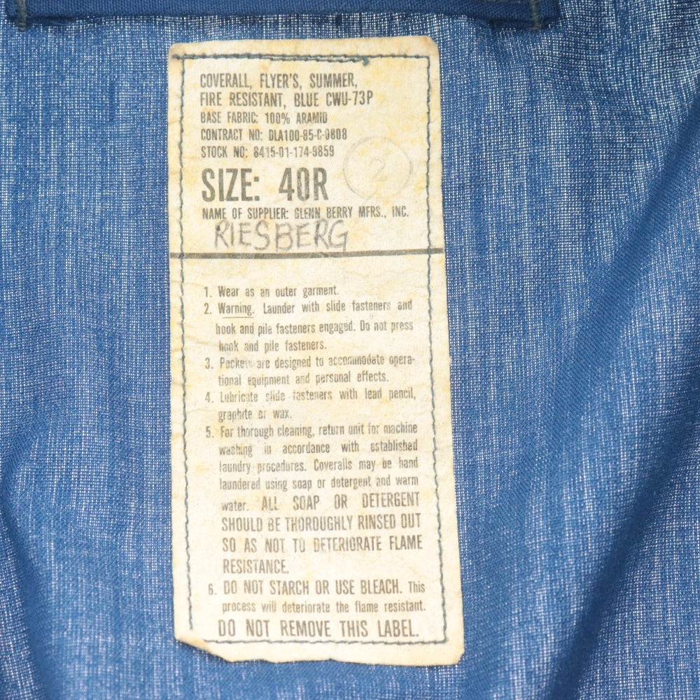 ■ U.S. Navy CWU-73/P Pilot Suit Flight Suit Coverall, Size 40R (LL Equivalent), Blue