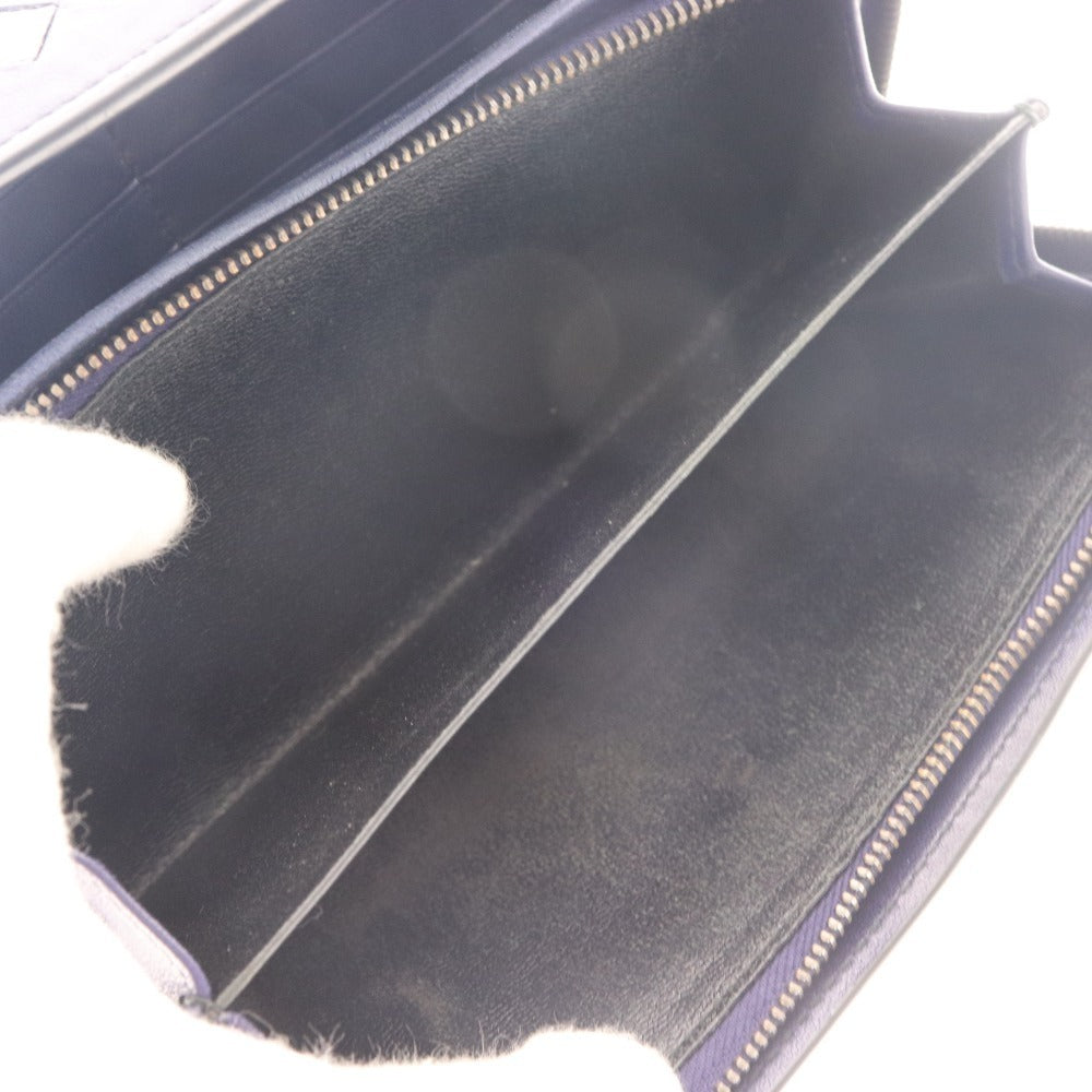 ■ ボッテガヴェネタ 二つ折り長財布 ウォレット イントレチャート ラウンドファスナー ユニセックス ブルー 付属品付き