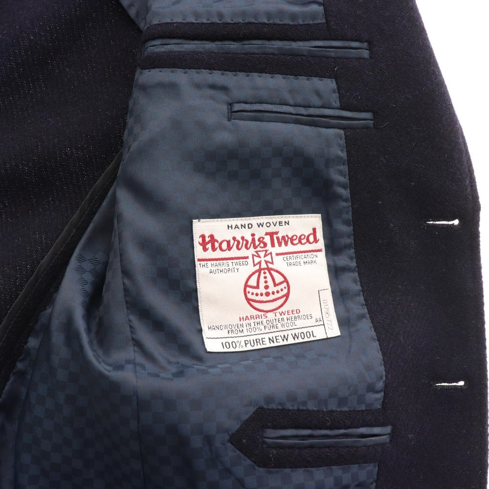 ■ Harris Tweed Tailored Jacket Blazer Outerwear 100% Wool Men's 96AB5 Navy