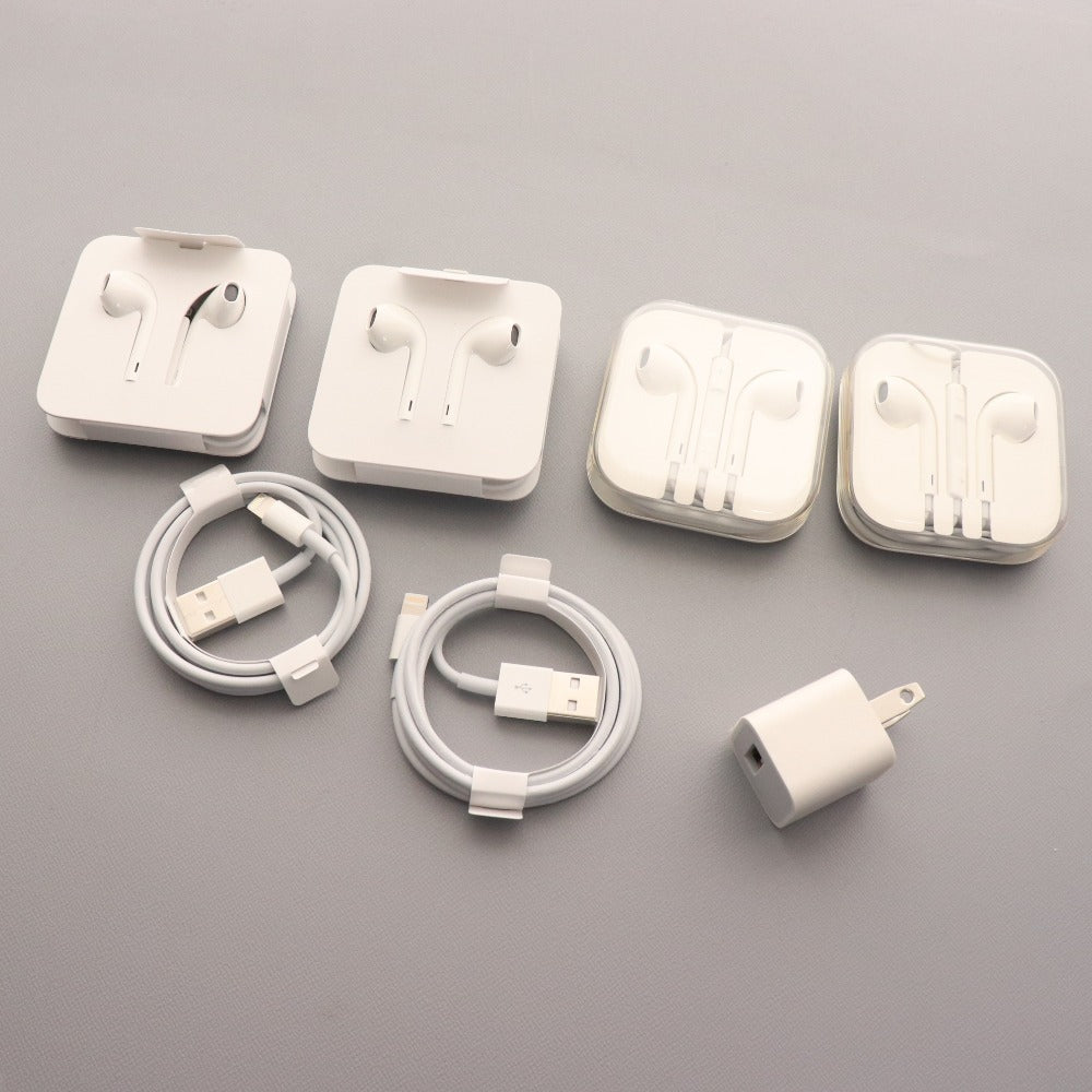 ■ アップル iphone 純正イヤホン ライトニングケーブル 充電器プラグ 4点セット まとめ売り iphone6 iphone8 箱付き