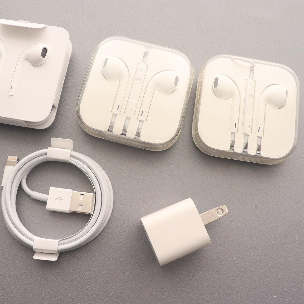 ■ アップル iphone 純正イヤホン ライトニングケーブル 充電器プラグ 4点セット まとめ売り iphone6 iphone8 箱付き