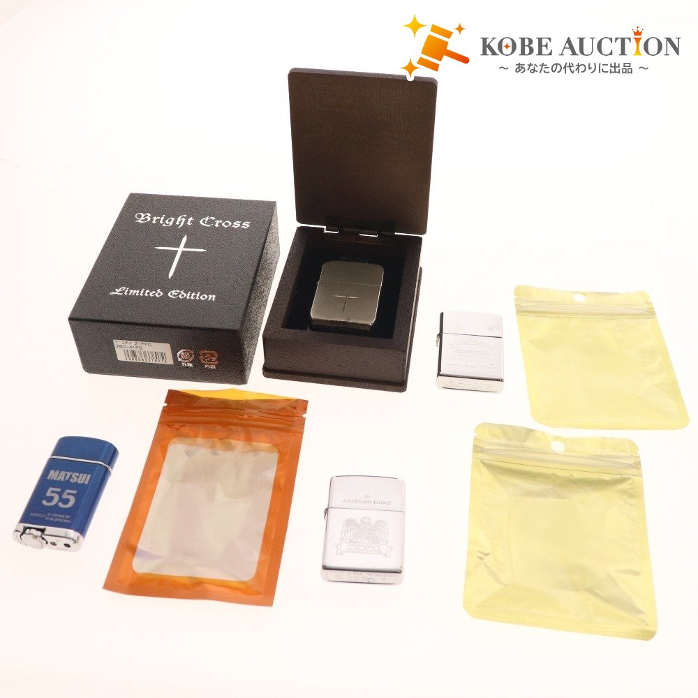 ■ ジッポー 4点セット まとめ売り オイル ガス ライター 喫煙具 スクエア ブライトクロス 1941 松井秀喜 シルバーブルー 箱付き ジャンク