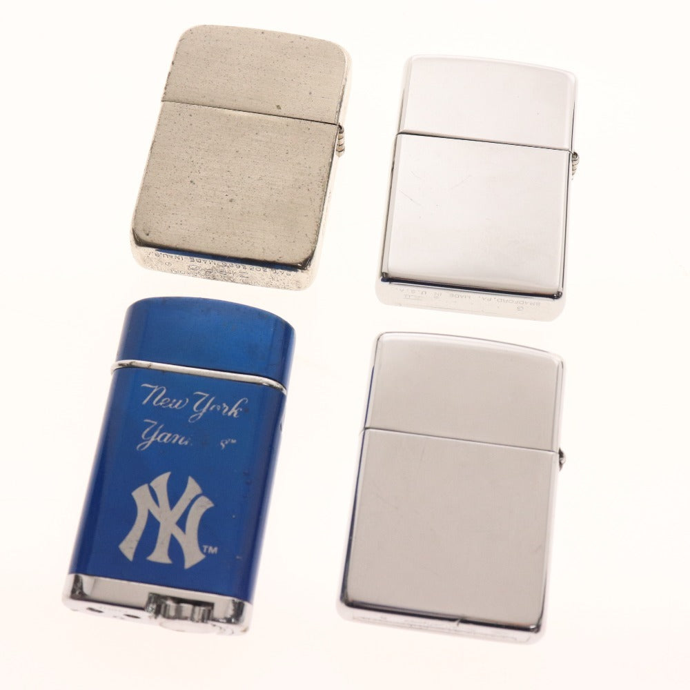 ■ ジッポー 4点セット まとめ売り オイル ガス ライター 喫煙具 スクエア ブライトクロス 1941 松井秀喜 シルバーブルー 箱付き ジャンク