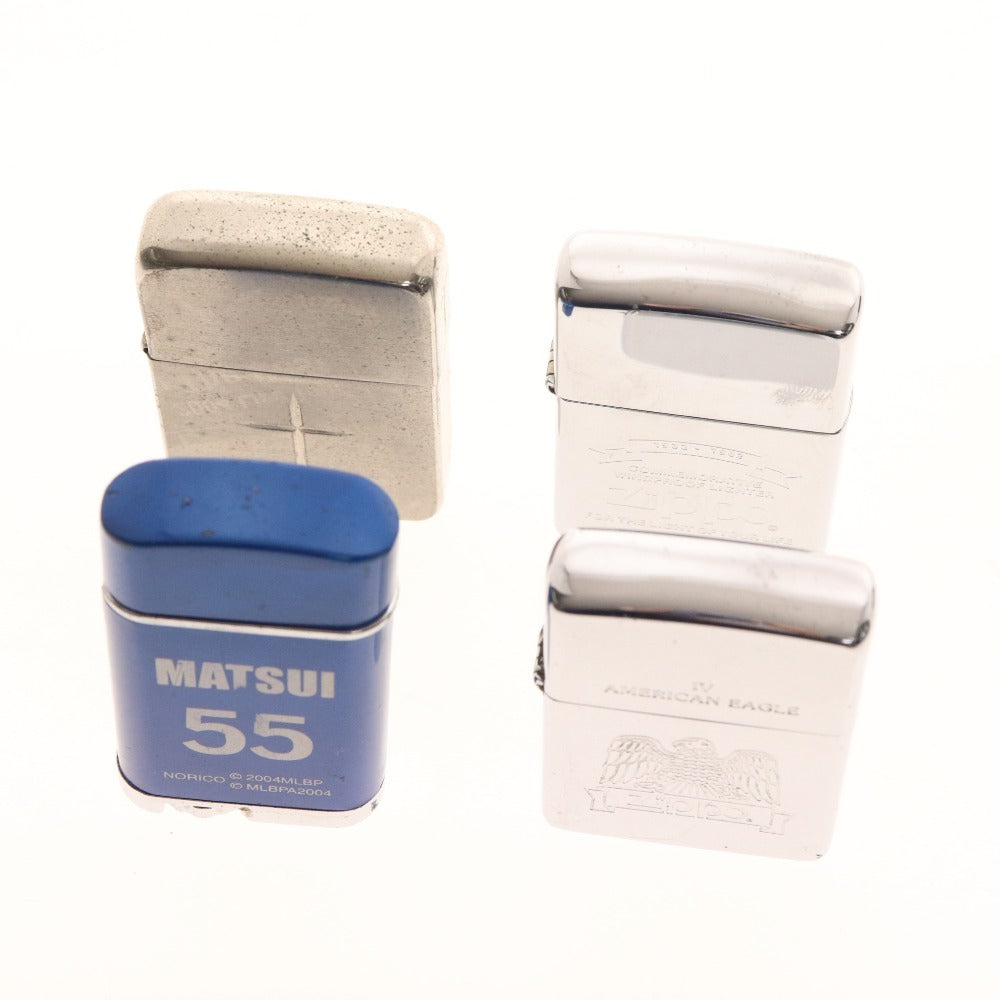 ■ ジッポー 4点セット まとめ売り オイル ガス ライター 喫煙具 スクエア ブライトクロス 1941 松井秀喜 シルバーブルー 箱付き ジャンク