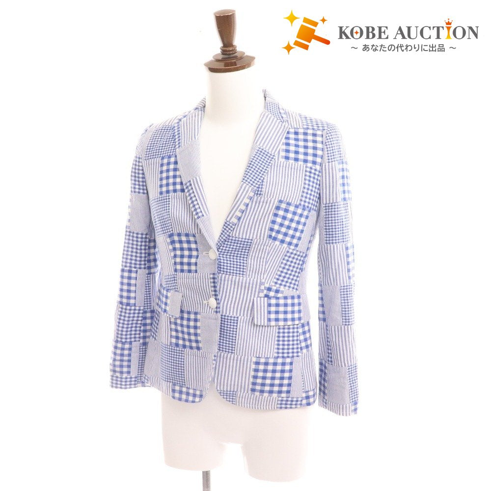 ■ ブルックスブラザーズ テーラードジャケット 長袖 アウターチェック 総柄 メンズ 2 ブルー