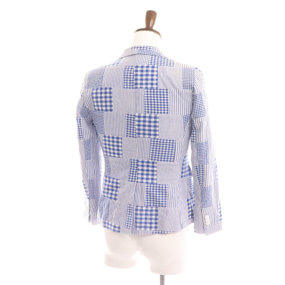 ■ ブルックスブラザーズ テーラードジャケット 長袖 アウターチェック 総柄 メンズ 2 ブルー