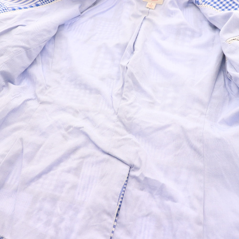 ■ ブルックスブラザーズ テーラードジャケット 長袖 アウターチェック 総柄 メンズ 2 ブルー