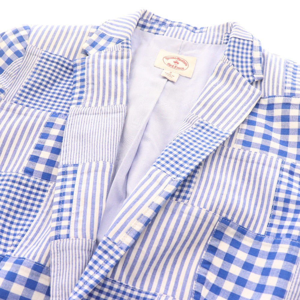 ■ ブルックスブラザーズ テーラードジャケット 長袖 アウターチェック 総柄 メンズ 2 ブルー