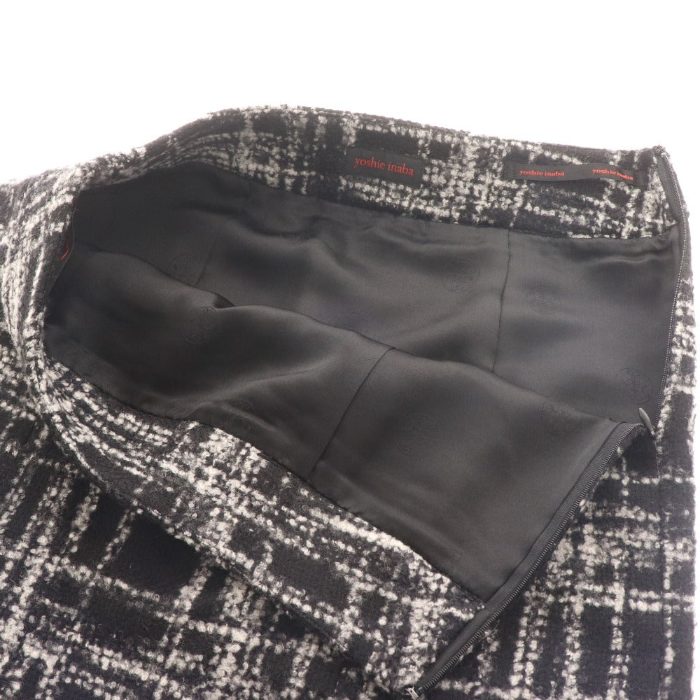 ■ ヨシエイナバ セットアップ ジャケット タイトスカート アウター ボトムス ツイード レディース 9 ブラック