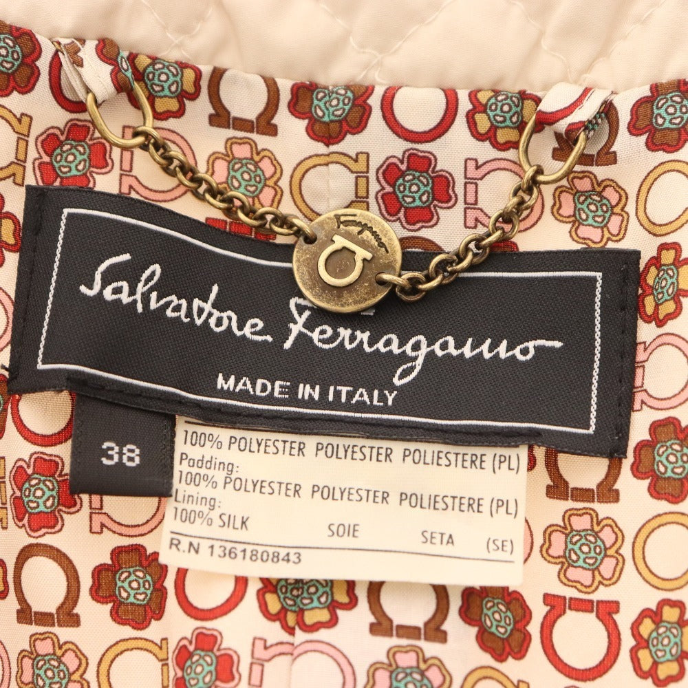 ■ サルヴァトーレフェラガモ ジャケット アウター キルティング シルク100％ レディース 38 アイボリー