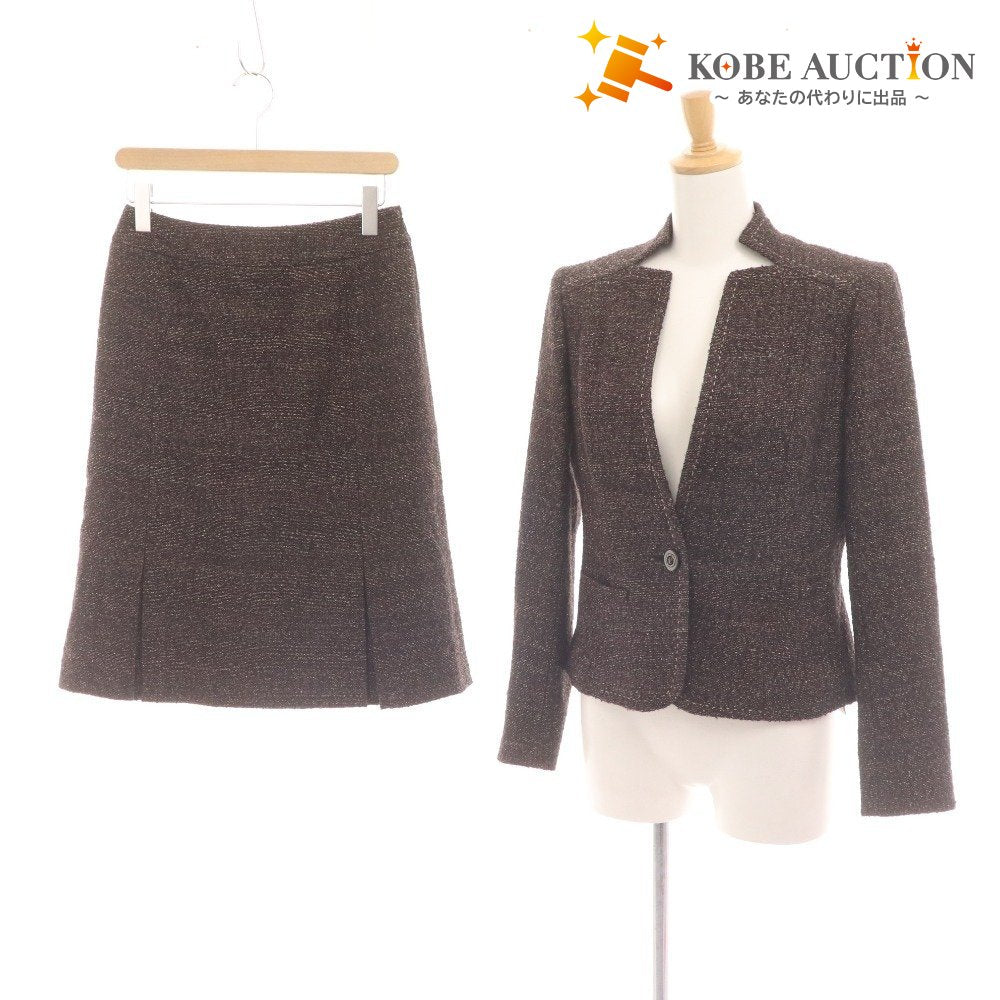 ■ レリアン スーツ セットアップ ジャケット スカート レディース 9 パープル ブラウン タグ付き 未使用
