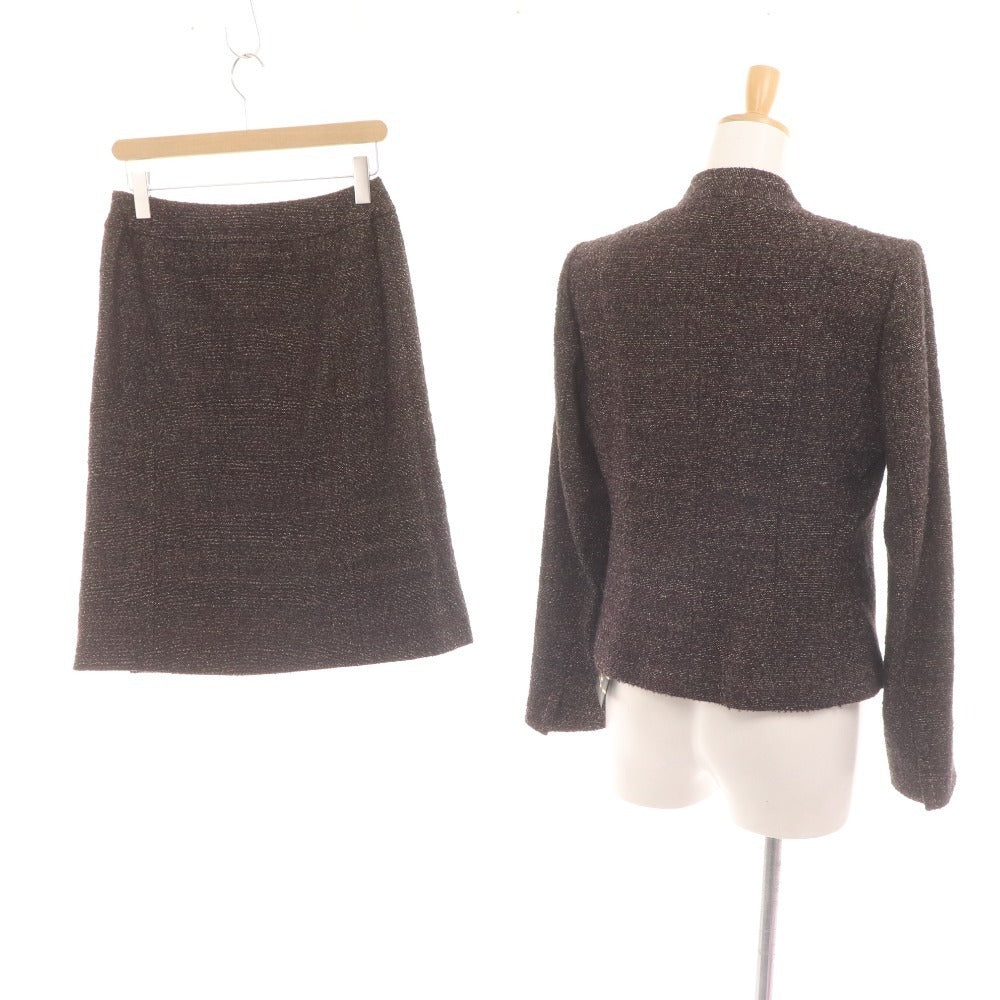 ■ レリアン スーツ セットアップ ジャケット スカート レディース 9 パープル ブラウン タグ付き 未使用