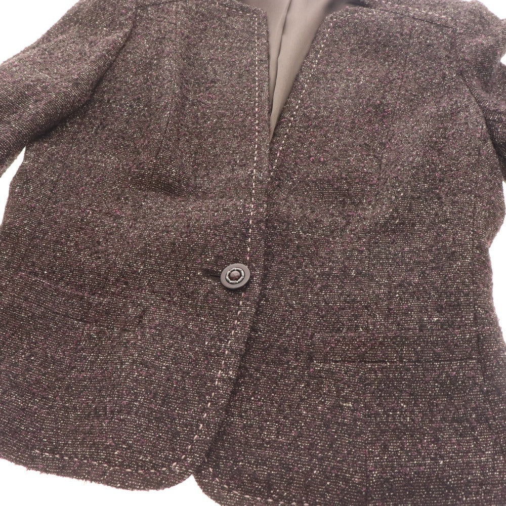 ■ レリアン スーツ セットアップ ジャケット スカート レディース 9 パープル ブラウン タグ付き 未使用