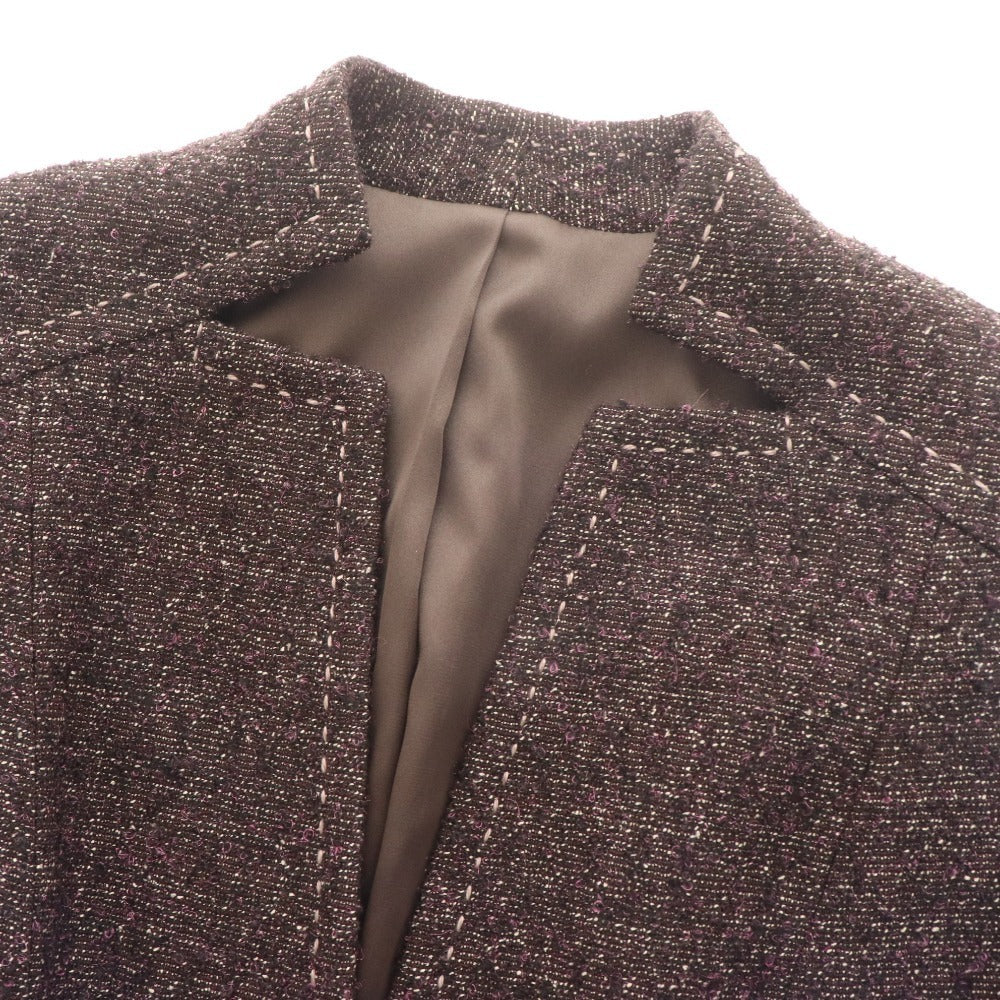 ■ レリアン スーツ セットアップ ジャケット スカート レディース 9 パープル ブラウン タグ付き 未使用