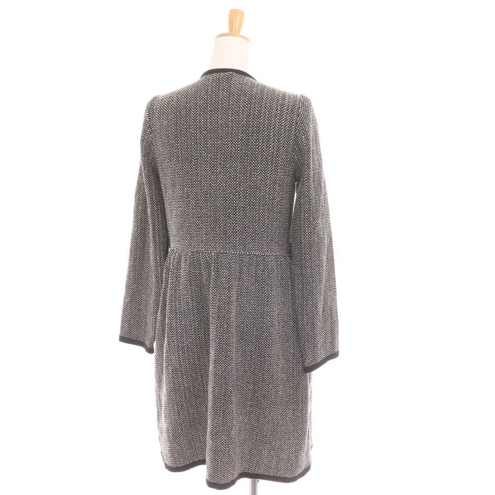 ■ エポカ ニットコート 長袖 M5C01-751-09 アウター ドット柄 ノーカラー レディース 40 ブラック ホワイト