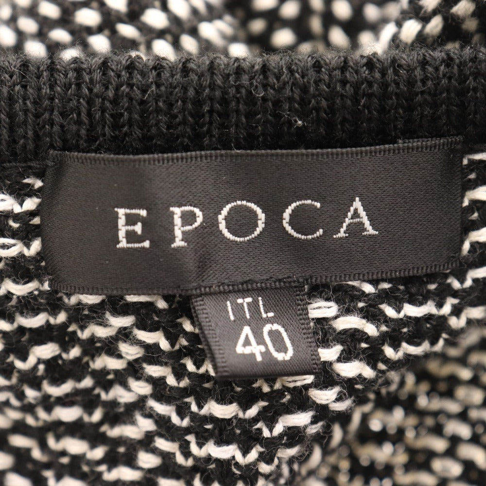 ■ エポカ ニットコート 長袖 M5C01-751-09 アウター ドット柄 ノーカラー レディース 40 ブラック ホワイト