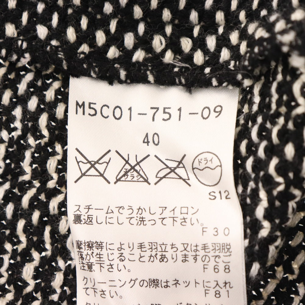 ■ エポカ ニットコート 長袖 M5C01-751-09 アウター ドット柄 ノーカラー レディース 40 ブラック ホワイト