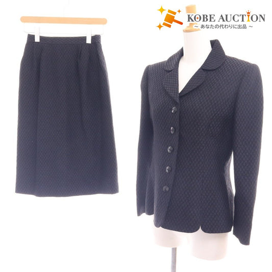 ■ ジュンアシダ スーツ セットアップ ジャケット 膝丈スカート 長袖 PA9306 トップス ボトムス 日本製 丸襟 レディース 9 ブラック