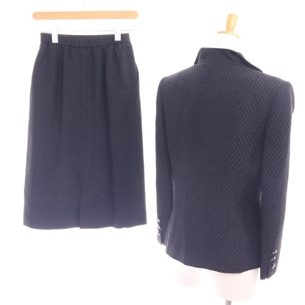 ■ ジュンアシダ スーツ セットアップ ジャケット 膝丈スカート 長袖 PA9306 トップス ボトムス 日本製 丸襟 レディース 9 ブラック