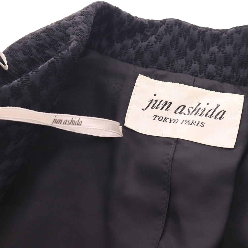 ■ ジュンアシダ スーツ セットアップ ジャケット 膝丈スカート 長袖 PA9306 トップス ボトムス 日本製 丸襟 レディース 9 ブラック
