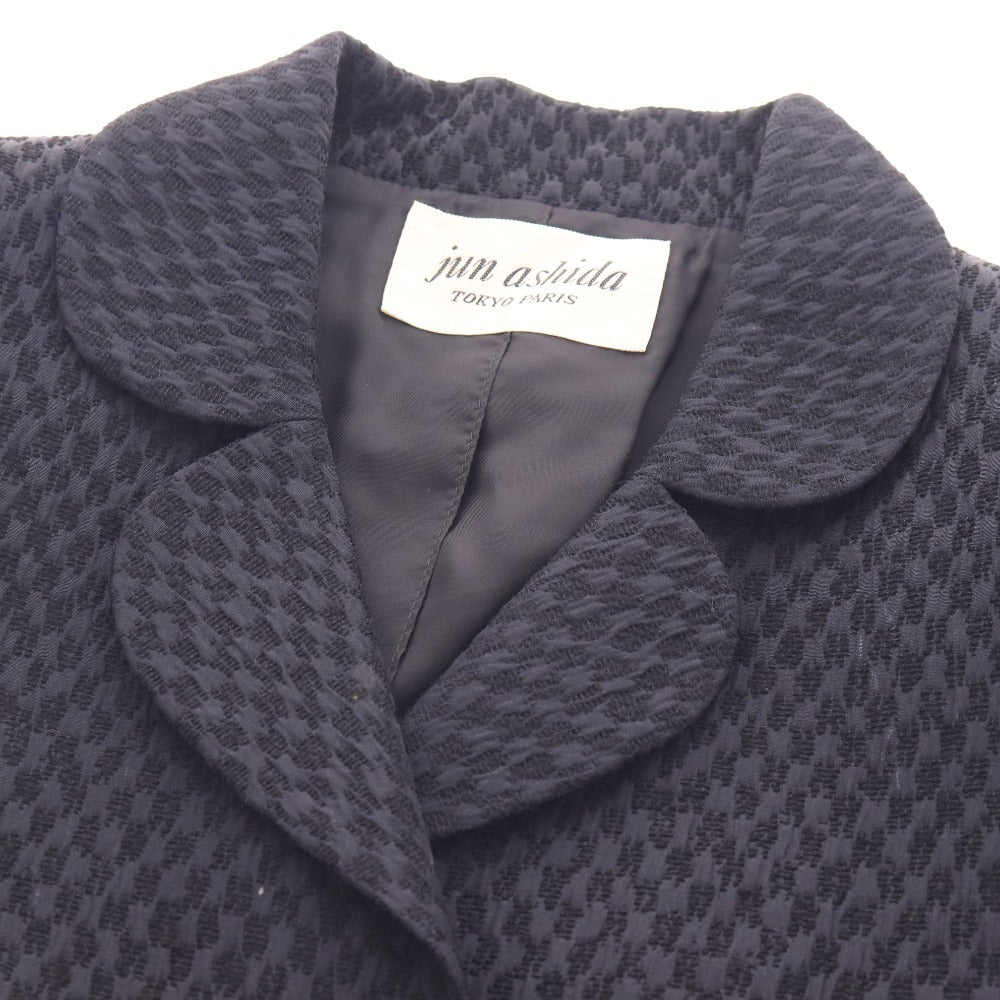 ■ ジュンアシダ スーツ セットアップ ジャケット 膝丈スカート 長袖 PA9306 トップス ボトムス 日本製 丸襟 レディース 9 ブラック