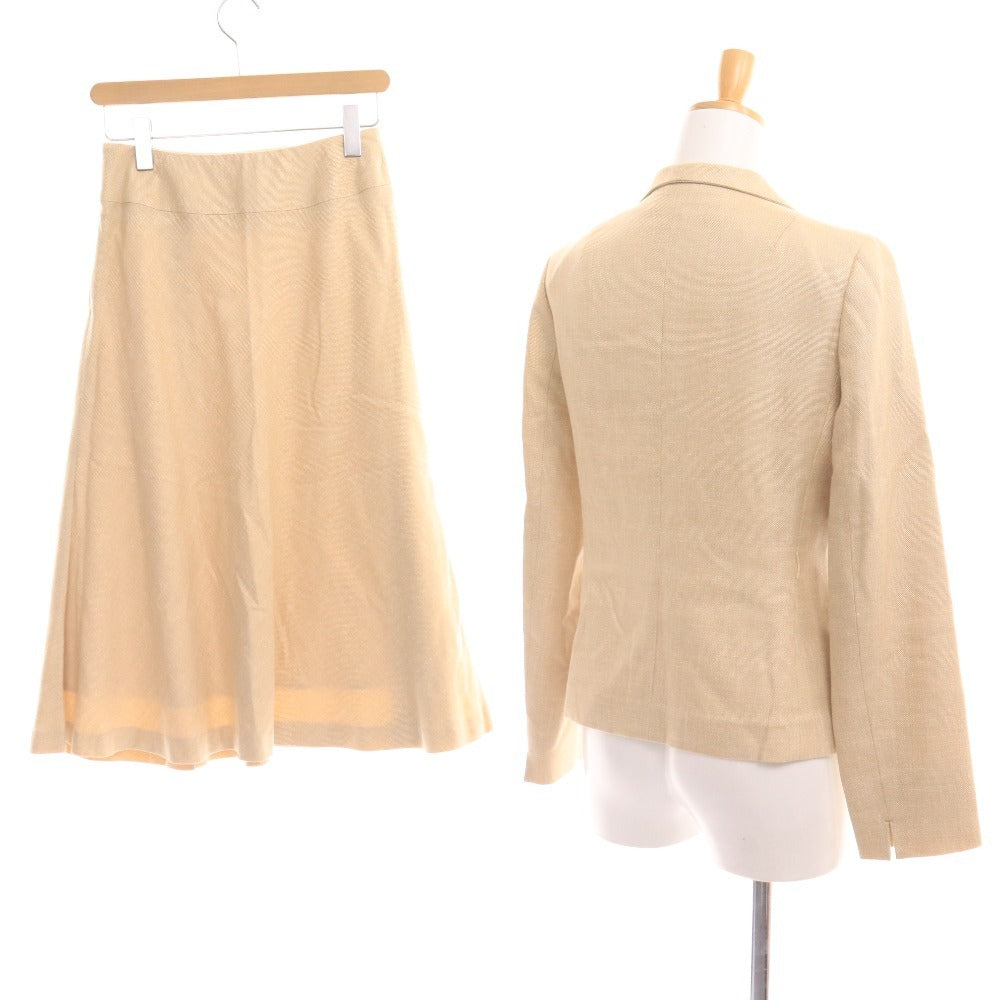 ■ 23区 セットアップ スーツ ジャケット ロングスカート 長袖 隠しボタン ラメ生地 フレア レディース 38 ライトベージュ