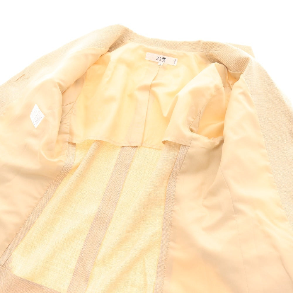 ■ 23区 セットアップ スーツ ジャケット ロングスカート 長袖 隠しボタン ラメ生地 フレア レディース 38 ライトベージュ