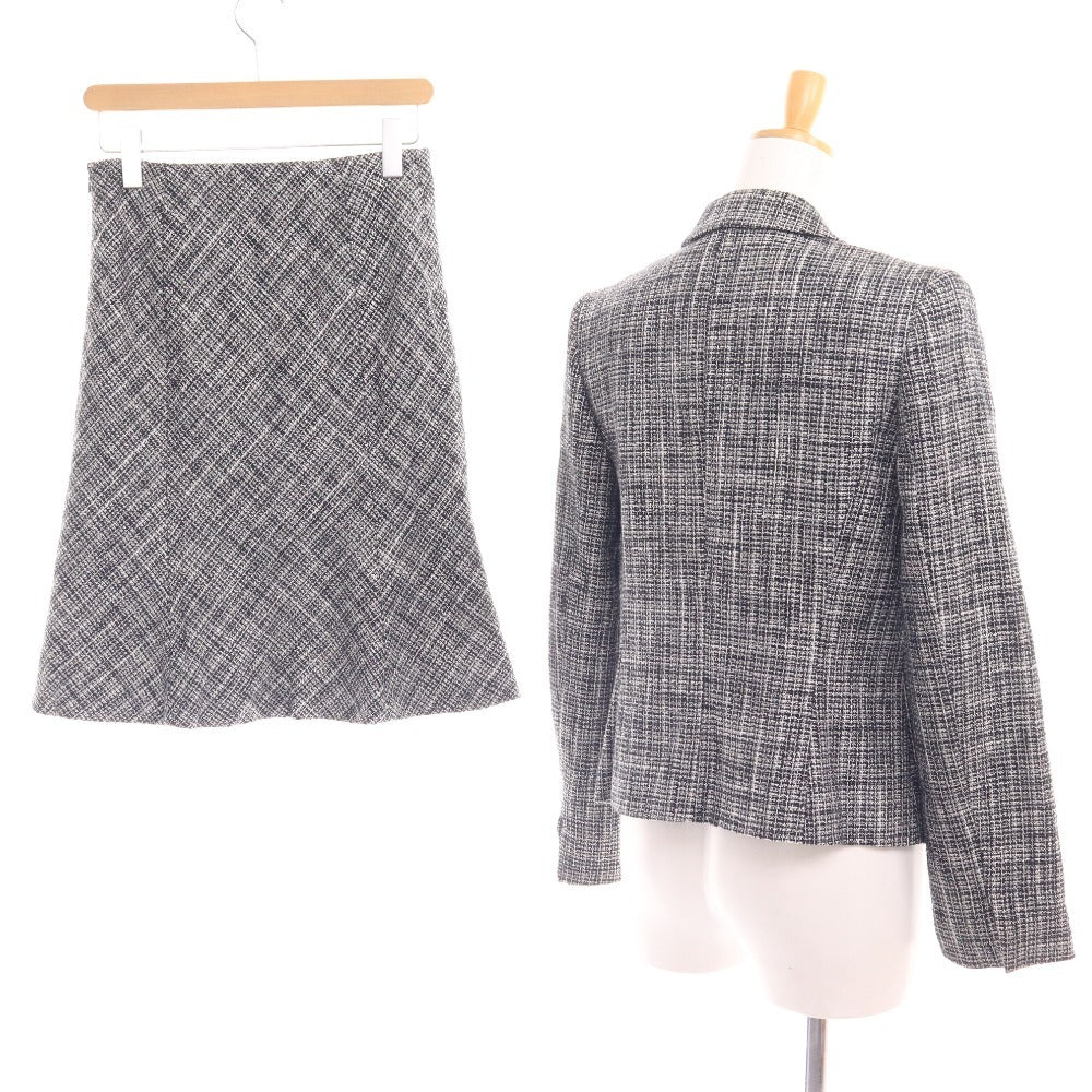 ■ アンタイトル セットアップ スーツ ジャケット ひざ丈スカート 長袖 トップス ボトムス ツイード フレア レディース 3 2 ブラック系