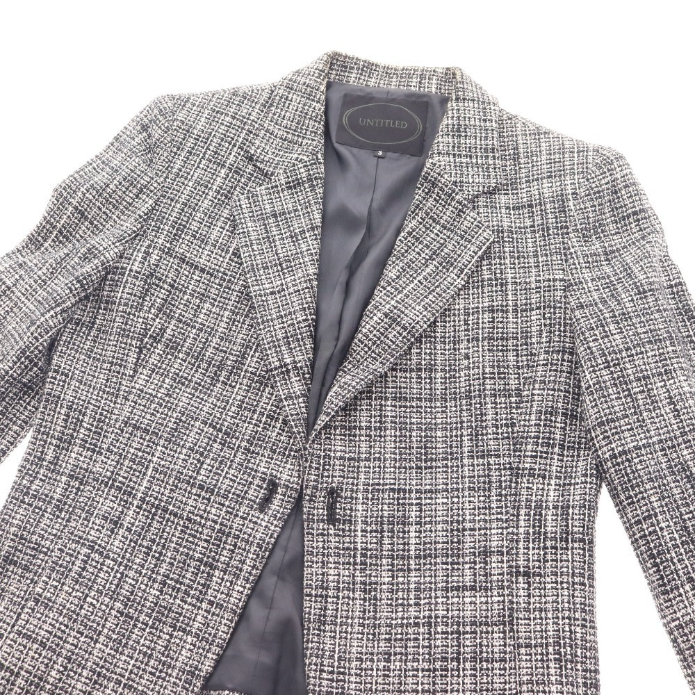 ■ アンタイトル セットアップ スーツ ジャケット ひざ丈スカート 長袖 トップス ボトムス ツイード フレア レディース 3 2 ブラック系