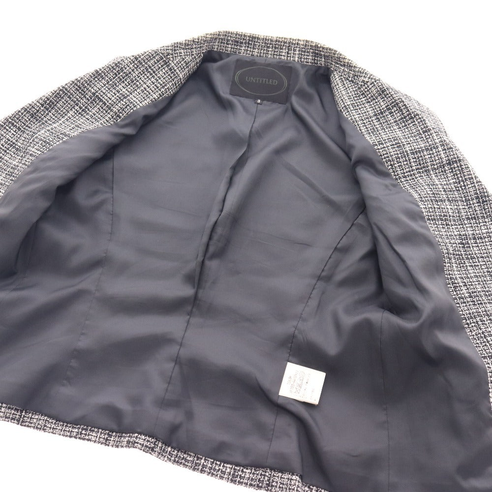 ■ アンタイトル セットアップ スーツ ジャケット ひざ丈スカート 長袖 トップス ボトムス ツイード フレア レディース 3 2 ブラック系