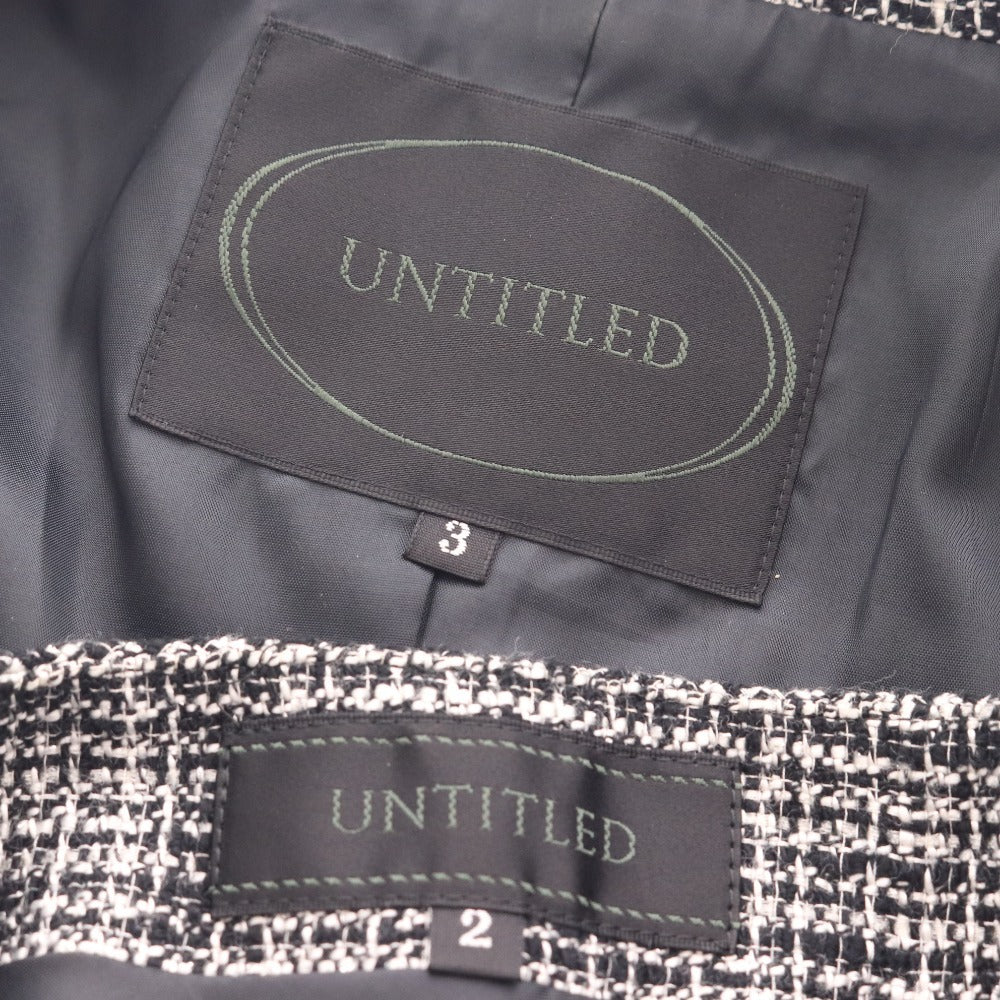 ■ アンタイトル セットアップ スーツ ジャケット ひざ丈スカート 長袖 トップス ボトムス ツイード フレア レディース 3 2 ブラック系