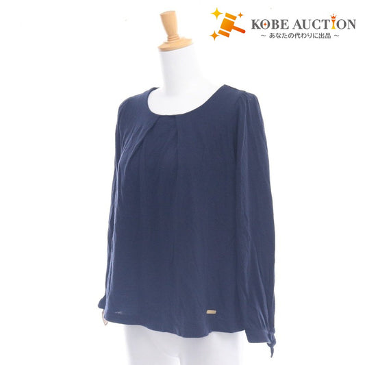 ■ ブルーレーベル ニット カーディガン 長袖 アウター 無地 丸首 レディース 38 ダークネイビー