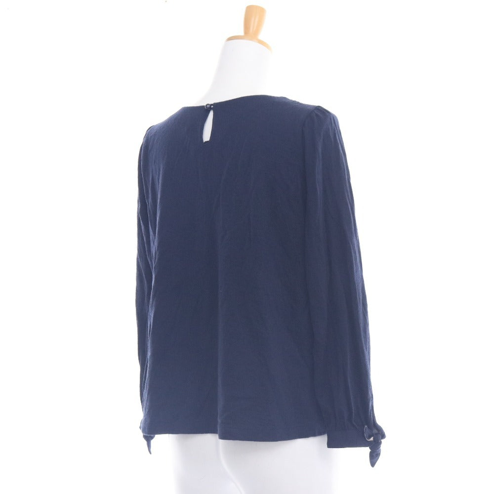 ■ ブルーレーベル ニット カーディガン 長袖 アウター 無地 丸首 レディース 38 ダークネイビー