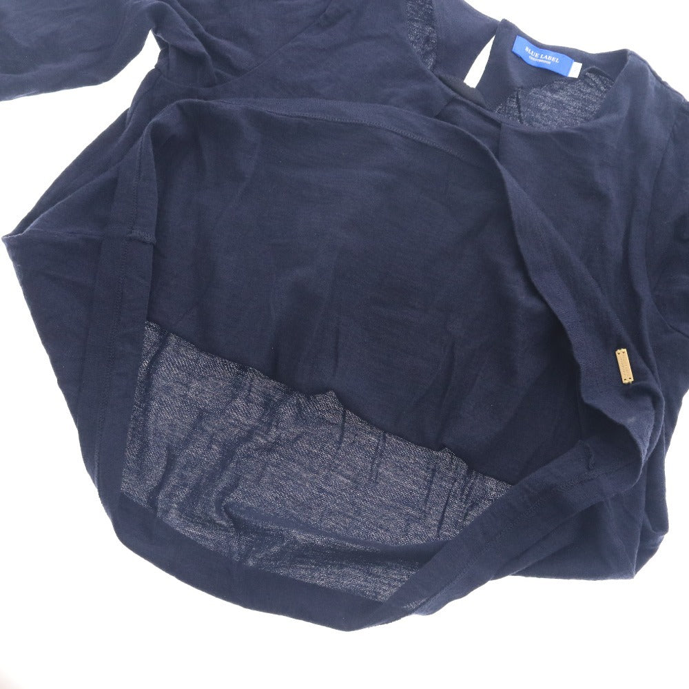 ■ ブルーレーベル ニット カーディガン 長袖 アウター 無地 丸首 レディース 38 ダークネイビー