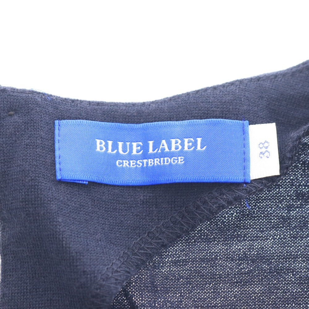 ■ ブルーレーベル ニット カーディガン 長袖 アウター 無地 丸首 レディース 38 ダークネイビー