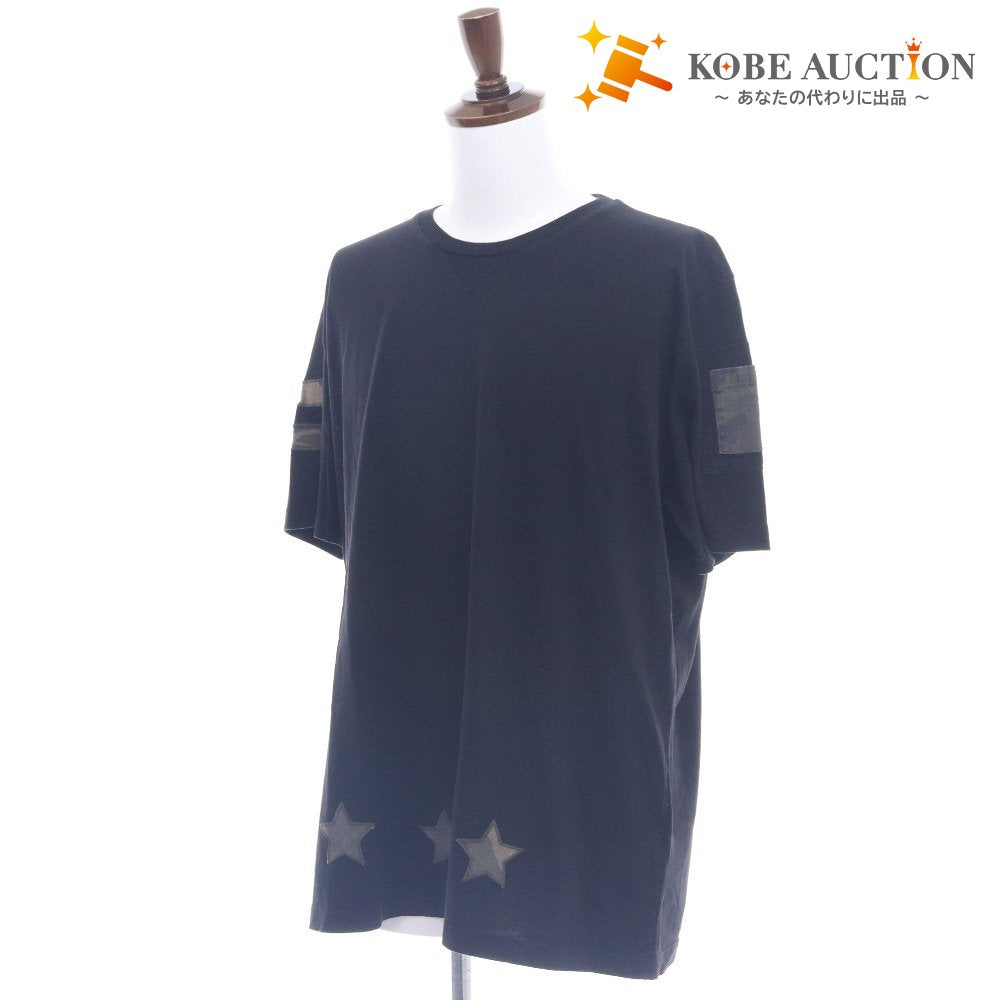 ■ ハイドロゲン Tシャツ 半袖 トップス 無地 星型パッチ 裏17パッチ 迷彩柄 丸首 メンズ レディース 3XL ブラック