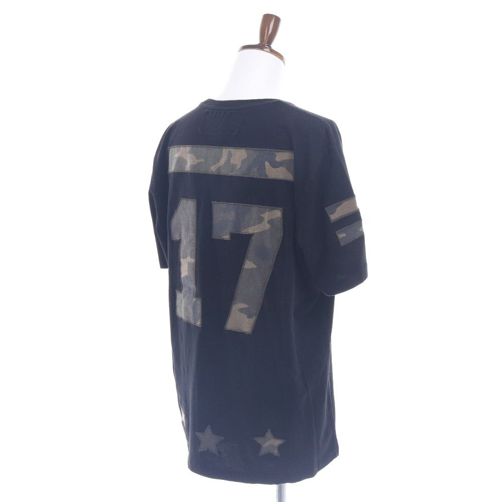 ■ ハイドロゲン Tシャツ 半袖 トップス 無地 星型パッチ 裏17パッチ 迷彩柄 丸首 メンズ レディース 3XL ブラック