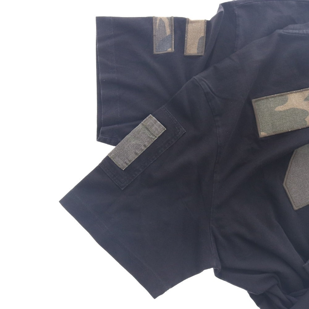 ■ ハイドロゲン Tシャツ 半袖 トップス 無地 星型パッチ 裏17パッチ 迷彩柄 丸首 メンズ レディース 3XL ブラック